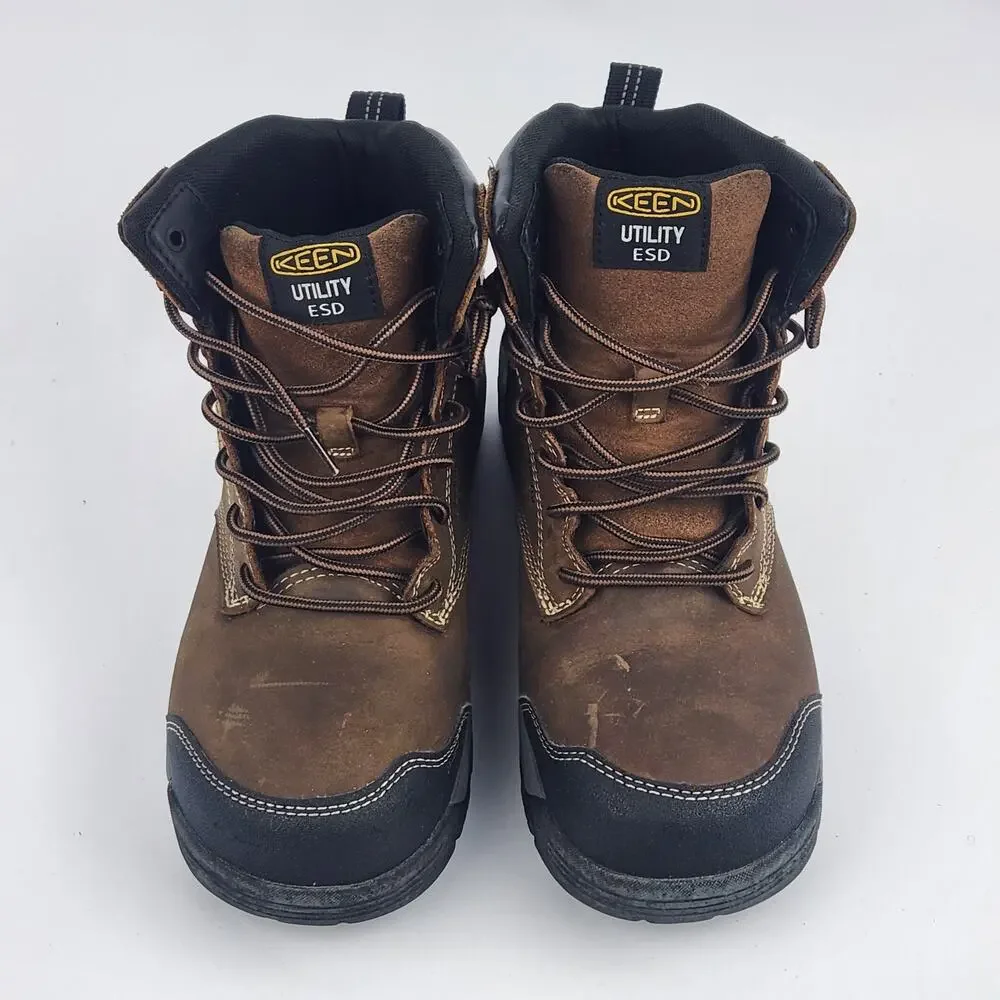 NEW Keen Utility Men Evanston 6in WP CT Bison/Black Leather Work Boots Sz 8.5EE